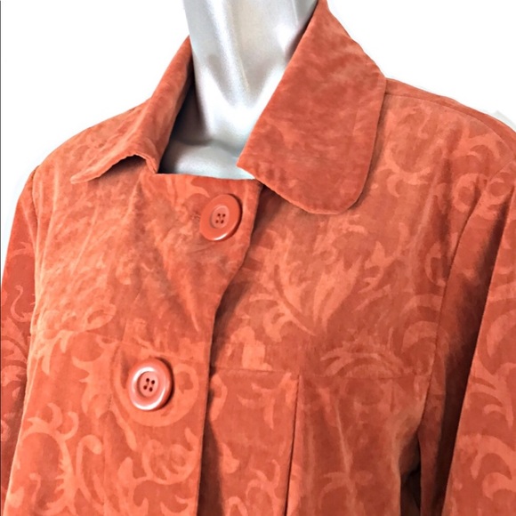 R•Q•T Paisley Orange Cropped LG Button Blazer 2X - Picture 4 of 5